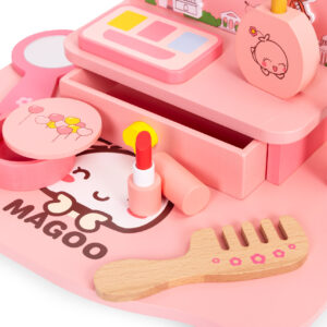 Medinis vaikiškas kosmetinis staliukas su veidrodžiu ir stalčiumi, 7 priedai, ECOTOYS - Image 6
