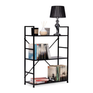 Medinė knygų lentyna su metaliniu rėmu, plati LOFT, 3 lentynos ModernHome - Image 6