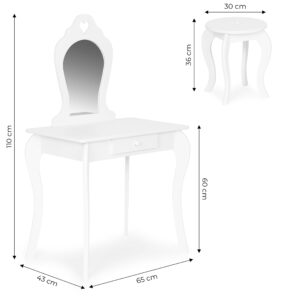 Didelis vaikiškas kosmetinis staliukas su veidrodžiu mergaitėms, ECOTOYS - Image 7
