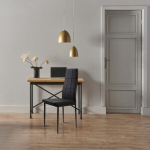 Minkštos kėdės valgomajam ir svetainei, 4 vienetų komplektas, juodos spalvos, ModernHome - Image 7