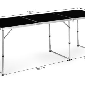 Stovyklavimo stalas, sulankstomas stovyklavimo stalas, juodas 180x60 cm stalviršis, MultiGarden - Image 7