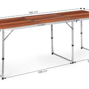 Stovyklavimo stalas, sulankstomas stovyklavimo stalas, rudas 180x60 cm stalviršis, MultiGarden - Image 7