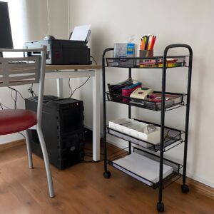 ModernHome juoda metalinė mobili vonios lentyna su 4 lentynomis ir ratukais - Image 7