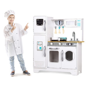 Didelė balta medinė vaikiška virtuvėlė ECOTOYS - Image 7