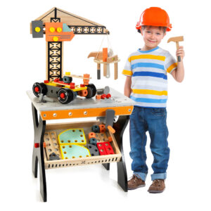 Medinis dirbtuvių stalas su įrankiais vaikams ECOTOYS - Image 7