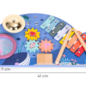 Muzikos instrumentų stalas su ksilofonu, cimbolais, tambūrine ir barškučiu, jūros tema ECOTOYS - Image 7