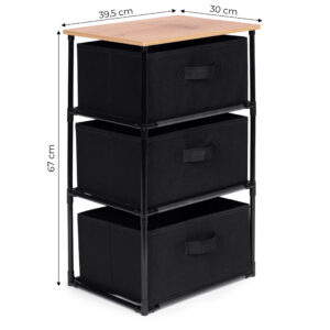 Spintelės lentynų organizatorius, medžiaginis su išimamais krepšiais, 3 lygių, lofto stiliaus, juodas, ModernHome - Image 7