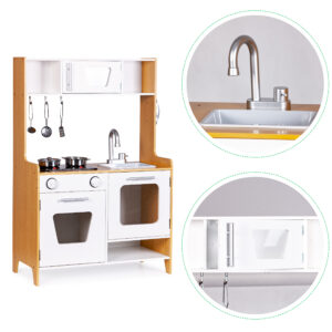 Medinė žaislinė virtuvėlė su daugialypės terpės degikliais vaikams ECOTOYS - Image 7