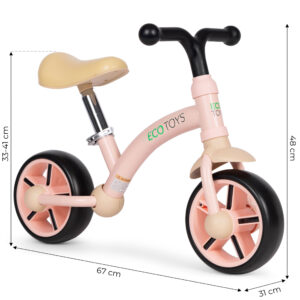 Balansinis dviratis vaikams, EVA ratai, reguliuojama sėdynė, rožinis, ECOTOYS - Image 7