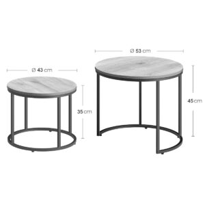Apvalus kavos staliukų komplektas (2 vnt.) – marmuras / juodos kojelės - Image 7