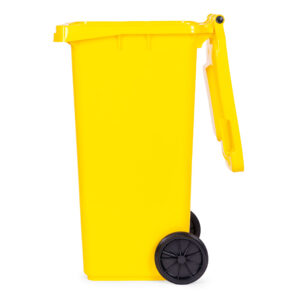 Šiukšlių konteineris 120L geltonas, plastikinis su guminiais ratukais - Image 7