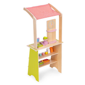 Didelis medinis turgelio prekystalis vaikams, parduotuvė su terminalu ir svarstyklėmis, vaisiai, daržovės, 20 dalių ECOTOYS - Image 7