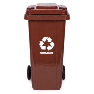 2 šiukšliadėžių rinkinys 2x120L juodos rudos mišrioms atliekoms BIO su guminiais ratukais - Image 7