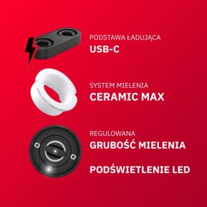 Elektrinis druskos ir pipirų malūnėlių rinkinys, įkraunamas per USB, 2 vienetai, reguliuojamas malimo rupumas su apšvietimu - Image 7