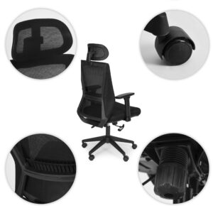 Ergonomiškas pasukamas biuro kėdė, reguliuojamo aukščio, juoda, ModernHome - Image 7