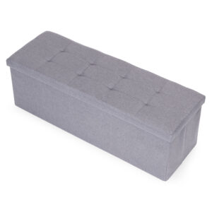 Kuoduotas pufas 111x38 cm su daiktadėže, minkštasuolis, šviesiai pilkas, ModernHome - Image 7