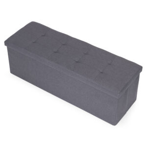 Kuoduotas pufas 111x38 cm su daiktadėže, minkštasuolis, šviesiai pilkas, ModernHome - Image 7