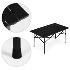 Sulankstomas stovyklavimo stalas 95x55 cm su nešiojimo krepšiu, juodas, MultiGarden - Image 7