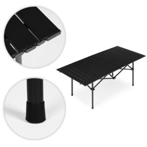 Sulankstomas kempingo stalas 120x55 cm su nešiojimo krepšiu, juodas, MultiGarden - Image 7