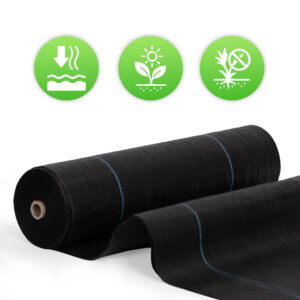 Juoda UV spinduliams atspari agroplėvelė 135 g/m², piktžolių kontrolės danga 1,6×50 m, smeigtukai, MultiGarden - Image 7