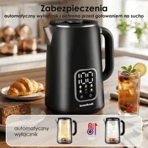 Belaidis elektrinis virdulys 1,7 l, išmanus, su temperatūros reguliavimu, besisukantis pagrindas, juodas - Image 7