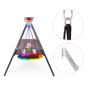 Vaikiškos sodo sūpynės 4-viename, gandro lizdas, krepšinio lankas su 2 kamuoliais, ECOTOYS - Image 7