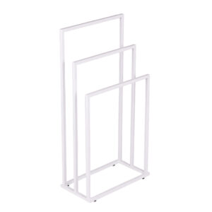 Laisvai pastatomas metalinis rankšluosčių stovas su 3 laikikliais, baltas, ModernHome - Image 7