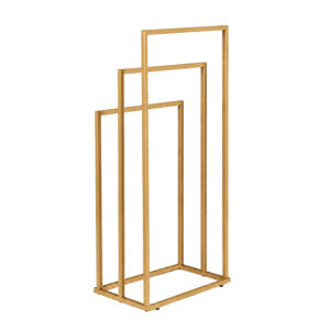 Laisvai pastatomas metalinis rankšluosčių stovas su 3 laikikliais, auksinis, ModernHome - Image 7