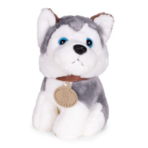 Pliušinis šuniukas krepšyje Husky žaislas vaikams + priežiūros šepetys - Image 7