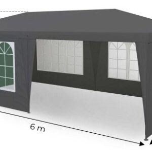 Sodo komercinė pavėsinė-palapinė, 3x6 m, 6 sienos, pilka, MultiGarden - Image 7