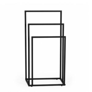 Laisvai pastatomas metalinis rankšluosčių stovas su 3 laikikliais, juodas, ModernHome - Image 7