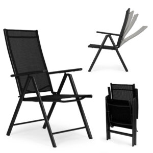 2 sulankstomų sodo kėdžių komplektas, plieninės, reguliuojamas atlošas, juodos spalvos, MultiGarden - Image 7