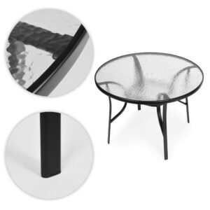 Apvalus sodo stalas 80 cm, terasai, sodui, balkonui, grūdintas stiklas, skylė skėčiui, MultiGarden - Image 7