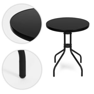 Apvalus sodo stalas 60 cm, grūdinto stiklo stalas sodui, terasai ar balkonui, juodas MultiGarden - Image 7