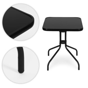 Kvadratinis sodo stalas 60 cm grūdinto stiklo stalas sodui, terasai, balkonui, juodas MultiGarden - Image 7