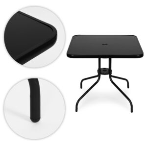 Kvadratinis sodo stalas 80 cm grūdintas stiklas skėčio anga juodas MultiGarden - Image 7