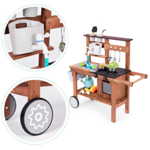 Lauko purvo virtuvėlė vaikams su priedais iš kėnio medienos, ECOTOYS - Image 7