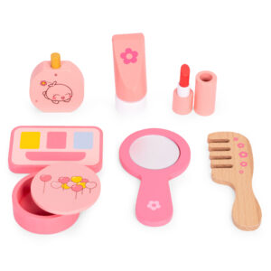 Medinis vaikiškas kosmetinis staliukas su veidrodžiu ir stalčiumi, 7 priedai, ECOTOYS - Image 7