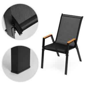 4 sodo kėdžių komplektas, rinkinys terasai ir balkonui, juodos spalvos, MultiGarden - Image 7