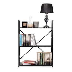 Medinė knygų lentyna su metaliniu rėmu, plati LOFT, 3 lentynos ModernHome - Image 7