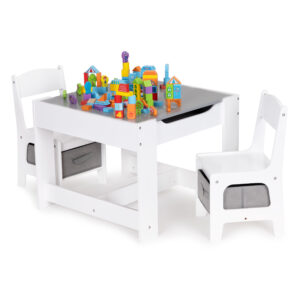 Medinių vaikiškų baldų komplektas: stalas su kreidine lenta + 2 kėdės ECOTOYS - Image 7