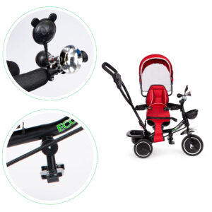 Triratis su besisukančia sėdyne, stogeliu, raudonas, ECOTOYS - Image 7