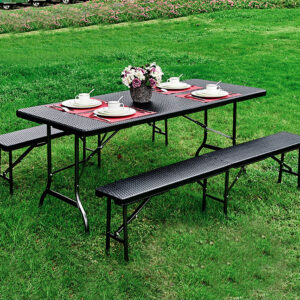 Sulankstomas kavinės banketinis sodo stalas 180 cm rotango, MultiGarden - Image 7