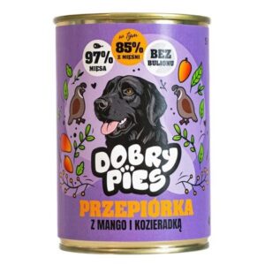 DOBRY PIES Quail with mango and fenugreek - drėgnas ėdalas šunims - 400g