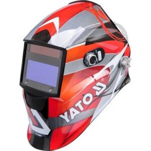 Yato YT-73921 suvirinimo kaukė ir šalmas Welding helmet with auto-darkening filter Juoda, Raudona, Sidabras