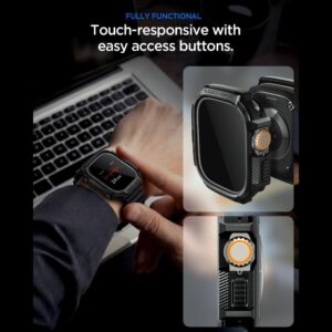 SPIGEN RUGGED ARMOR IR GRŪDINTO STIKLO APSAUGINIS STIKLAS APPLE WATCH ULTRA 1 / 2 / 3 (49 MM) MATINĖ JUODA - Image 7