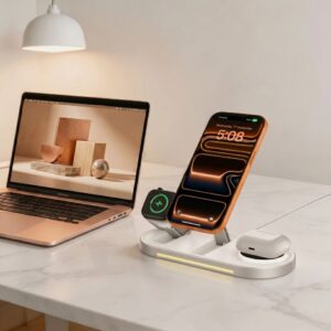 Tech-Protect A51 ArcticBoost 3in1 Magnetinis MagSafe belaidis įkroviklis 25W QI2.2 baltos spalvos - Image 6