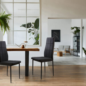 Minkštos kėdės valgomajam ir svetainei, 4 vienetų komplektas, juodos spalvos, ModernHome - Image 8