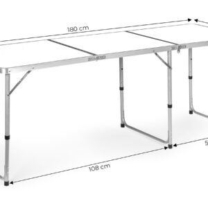 Stovyklavimo stalas, sulankstomas stovyklavimo stalas, baltas 180x60 cm stalviršis, MultiGarden - Image 8