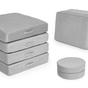 Didelė sulankstoma modulinė sofa vaikams „pasidaryk pats“, 8 minkštos pagalvės – pilka ECOTOYS - Image 8